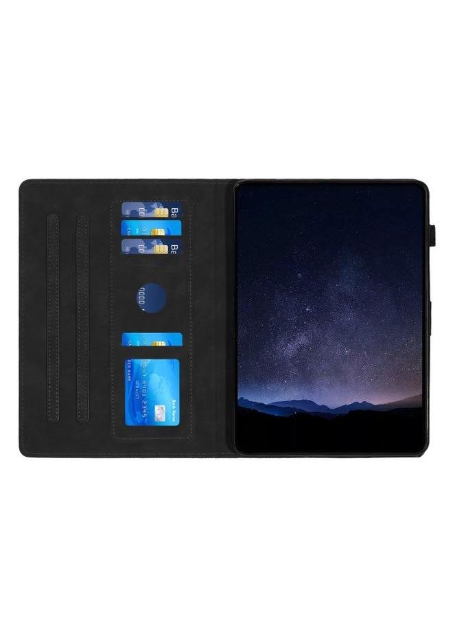 Samsung Galaxy Tab A9 Plus Building Blocks Embossed Leather Smart Tablet Case Black