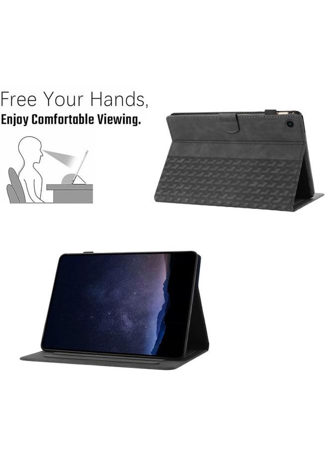 Samsung Galaxy Tab A9 Plus Building Blocks Embossed Leather Smart Tablet Case Black