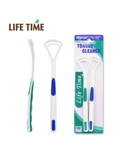 Life Time Tongue Cleaner Helps Breath Feeling Fresh Maintain Oral Health, 1 Count (Pack of 2), Blue/Green/White  - Image 1