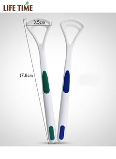 Life Time Tongue Cleaner Helps Breath Feeling Fresh Maintain Oral Health, 1 Count (Pack of 2), Blue/Green/White  - Image 2
