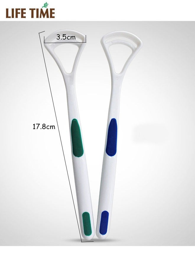 Life Time Tongue Cleaner Helps Breath Feeling Fresh Maintain Oral Health, 1 Count (Pack of 2), Blue/Green/White  - Image 2