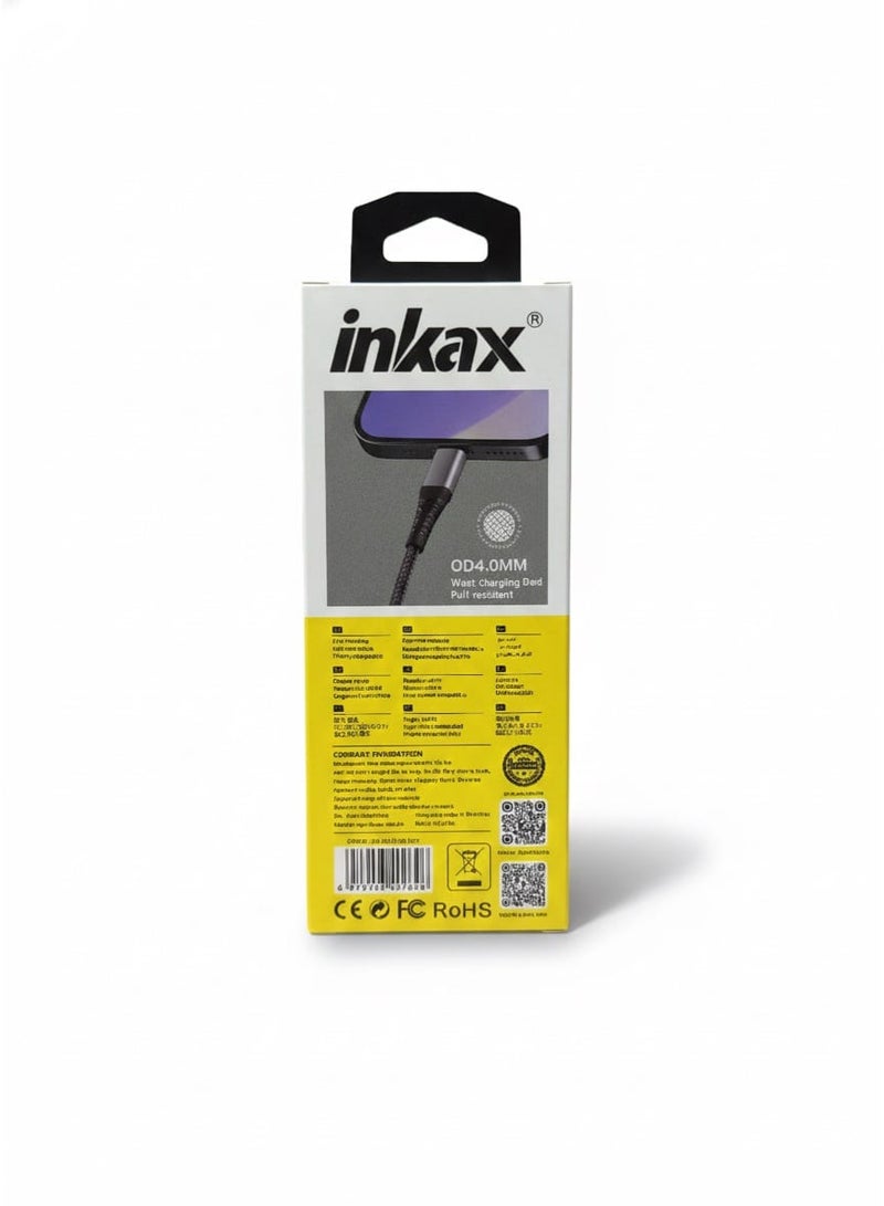 إنكاكس inkax كابل TYPE-C إلى لايتنينج، شاحن سريع للآيفون بتقنية Power Delivery، كابل نايلون مضفّر من Type-C إلى Lightning متوافق مع iPhone 14 / 13 / 12 / 11 Pro Max و X / XS / XR و 8 / 7 / 6s Plus - Image 2