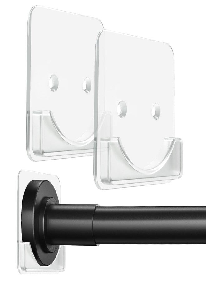 CANRAY Clear Shower Curtain Rod Holder, Adhesive Shower Rod Holder for Wall, Large Heavy Duty Tension Rod Holder for Tile, No Drilling, 2 Pack - Image 1