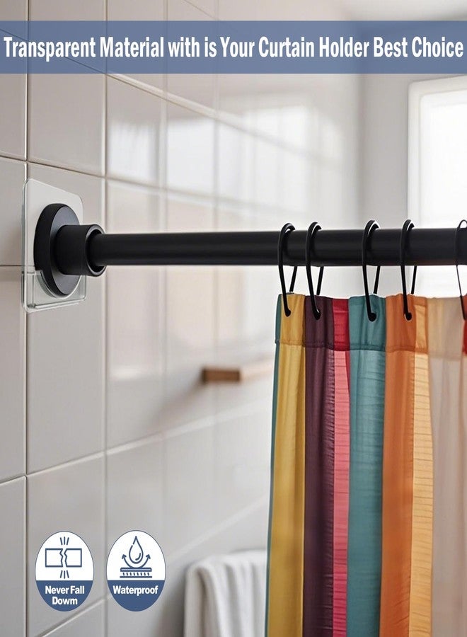 CANRAY Clear Shower Curtain Rod Holder, Adhesive Shower Rod Holder for Wall, Large Heavy Duty Tension Rod Holder for Tile, No Drilling, 2 Pack - Image 2