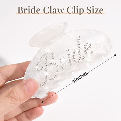 Aileam Bride Claw Hair Clip, Aileam White Acrylic Hair Clip Banana Barrettes, Rhinestone Bride Logo, Bachelorette Party Decorations Bridesmaid Gift Shower Wedding - Image 5