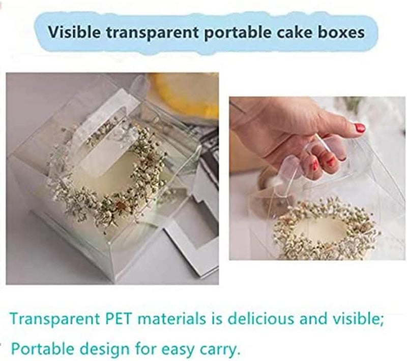DZOZO 10Pcs Transparent Cake Box 5 Inch Heightened Clear Cake Gift Boxes 10 Packs Square Plastic Baking Box Cupcake Containers Display Boxes Carrier Cake Holder for Candy Chocolate Dessert Holder - Image 4