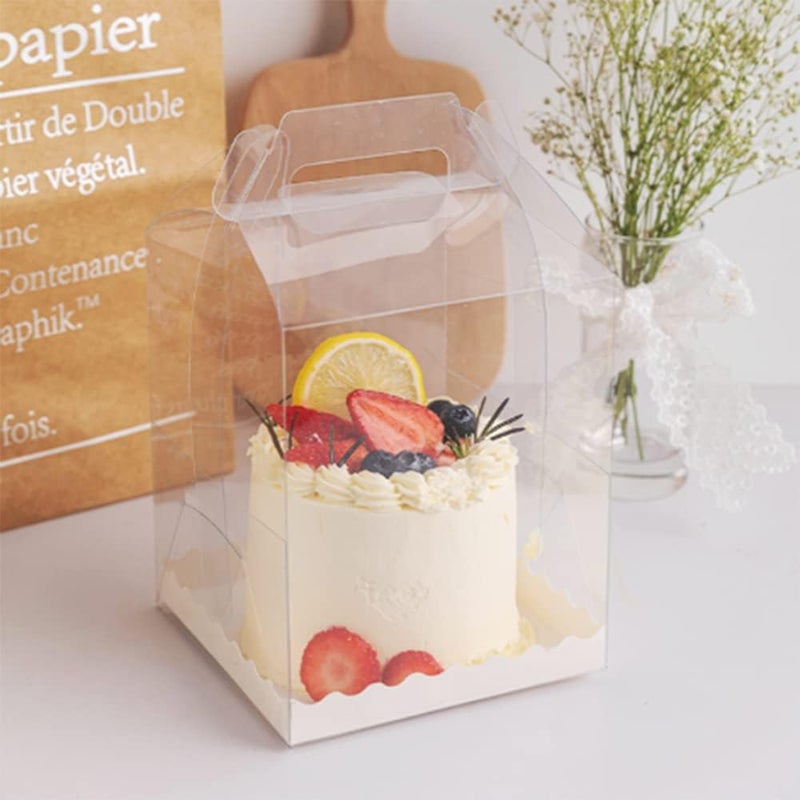DZOZO 10Pcs Transparent Cake Box 5 Inch Heightened Clear Cake Gift Boxes 10 Packs Square Plastic Baking Box Cupcake Containers Display Boxes Carrier Cake Holder for Candy Chocolate Dessert Holder - Image 1