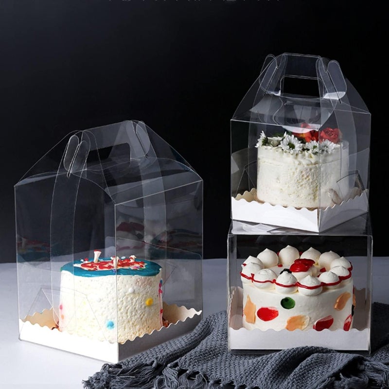 DZOZO 10Pcs Transparent Cake Box 5 Inch Heightened Clear Cake Gift Boxes 10 Packs Square Plastic Baking Box Cupcake Containers Display Boxes Carrier Cake Holder for Candy Chocolate Dessert Holder - Image 2