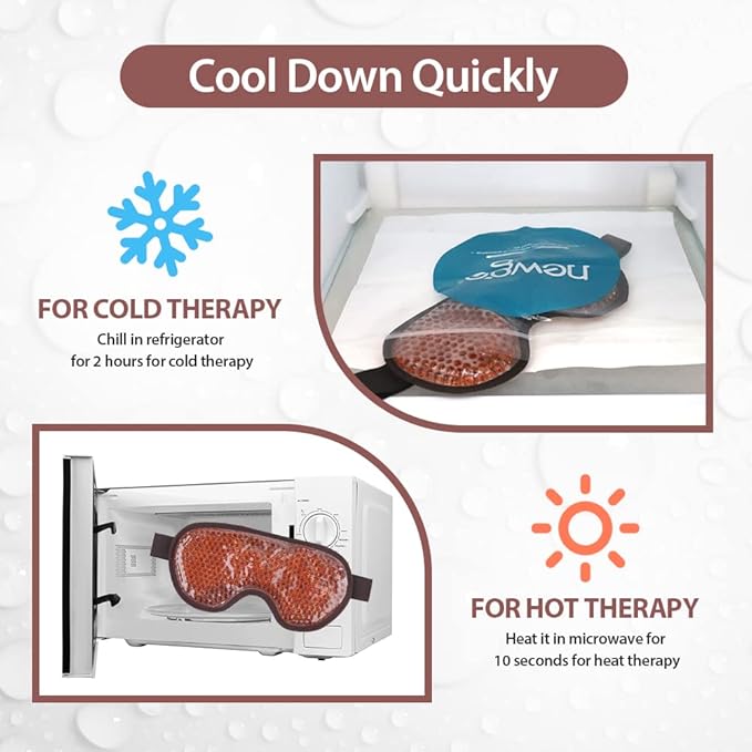 NEWGO Cooling Eye Mask for Puffy Eyes Reusable Hot Cold Therapy Gel Cold Eye Mask for Migraine Headache Dark Circles Dry Swollen Eyes Sinus PainLight Pink