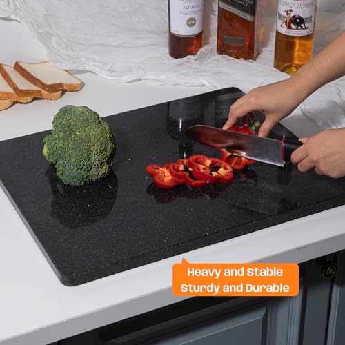 Adolif Black Granite Cutting Board, 16x20 Inch Large Marble Pastry Board, Stone Cutting Boards For Kitchen, Pack Of 1 Piece - Image 2