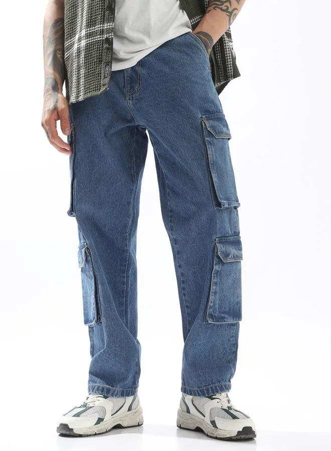 HIGH STAR Blue Jeans Plain Button Woven Full Mid-Rise for Men – Style that defines you