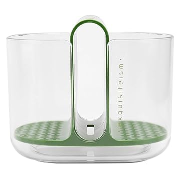 Olpad Oplad Kitchen Utensil Holder Silverware Drain Caddy 2 Components Chopsticks Flatware Pot Countertop Cutlery Organizer for Home Kitchen Green - Image 2