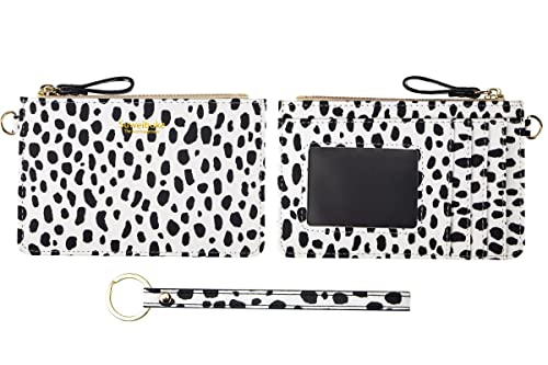 Aiyo Nice Women Slim RFID Card Case Holder Wristlet Zip ID Case Wallet Small Leather Wallet Coin Purse with Keychain (z-fashion spots) - Image 3