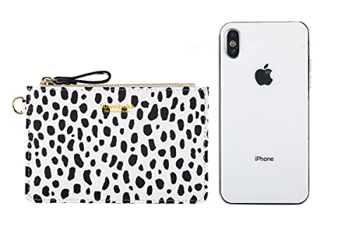 Aiyo Nice Women Slim RFID Card Case Holder Wristlet Zip ID Case Wallet Small Leather Wallet Coin Purse with Keychain (z-fashion spots) - Image 4