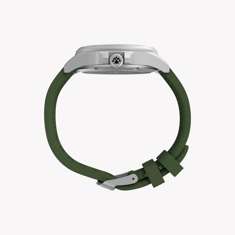 TIMEX Expedition Field Post Solar 41mm SST Black Dial Green Silicone Strap | TW2Y31600 - Image 2