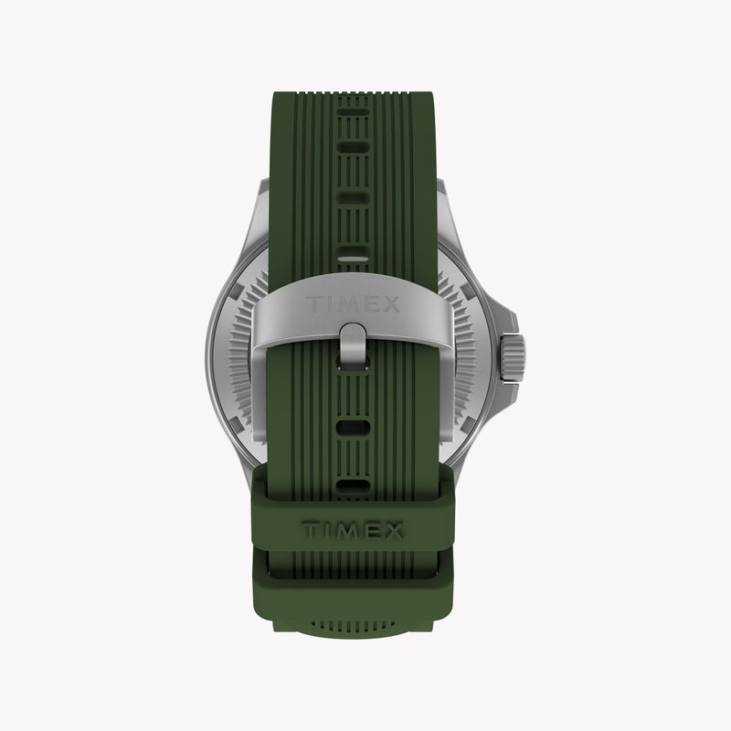 TIMEX Expedition Field Post Solar 41mm SST Black Dial Green Silicone Strap | TW2Y31600 - Image 3