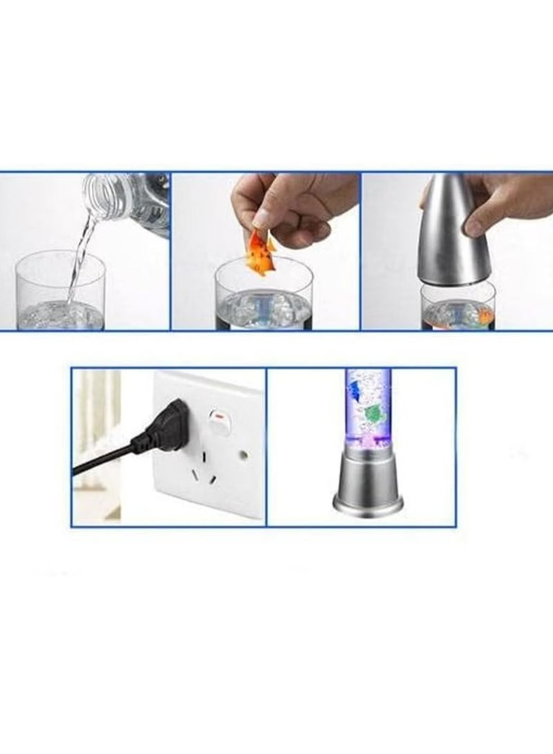 Raxoom Aqua Bubble Tube Fish Lamp – 19" LED Color-Changing Rocket-Shaped Glass Lamp, Artificial Aquarium with Colorful Fish - Image 5