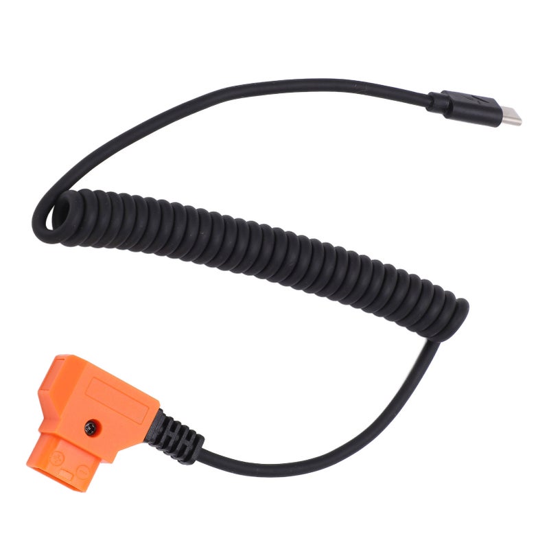 USB C To D Tap Coiled Cord 35-90cm Spring Line Design V Mount Battery Cable - Flexible Tangles-Free Universal Power Cable for Outdoor Shooting Digital Cameras Electronic Devices - Image 1