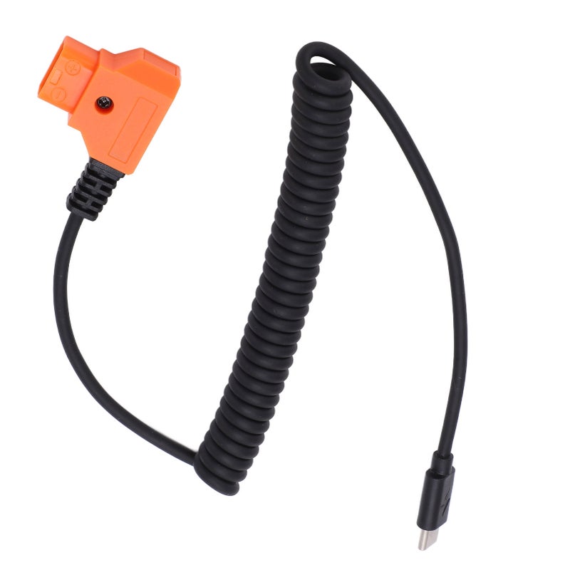 USB C To D Tap Coiled Cord 35-90cm Spring Line Design V Mount Battery Cable - Flexible Tangles-Free Universal Power Cable for Outdoor Shooting Digital Cameras Electronic Devices - Image 4
