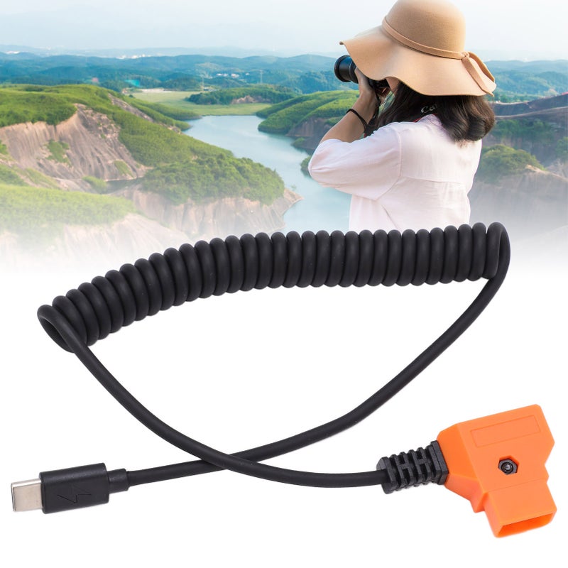 USB C To D Tap Coiled Cord 35-90cm Spring Line Design V Mount Battery Cable - Flexible Tangles-Free Universal Power Cable for Outdoor Shooting Digital Cameras Electronic Devices - Image 2