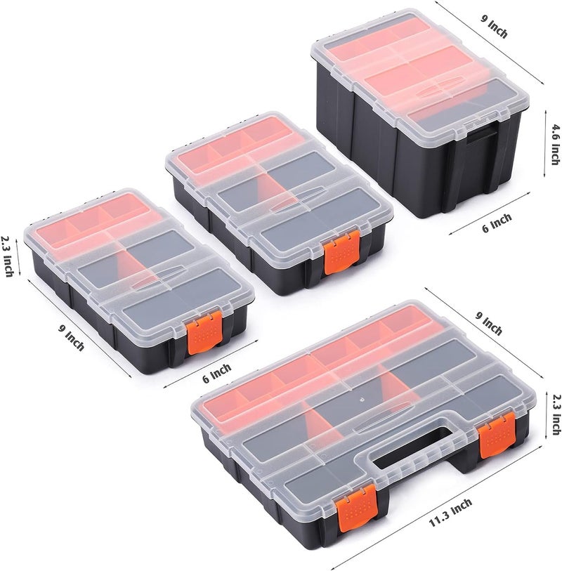 ISTARA Istara 4Pcs Durable Storage Tool box Hardware Parts Organizers Compartment Small Parts Organizer Storage Box Hardware Tool Organizer with Removable Dividers  - Image 2