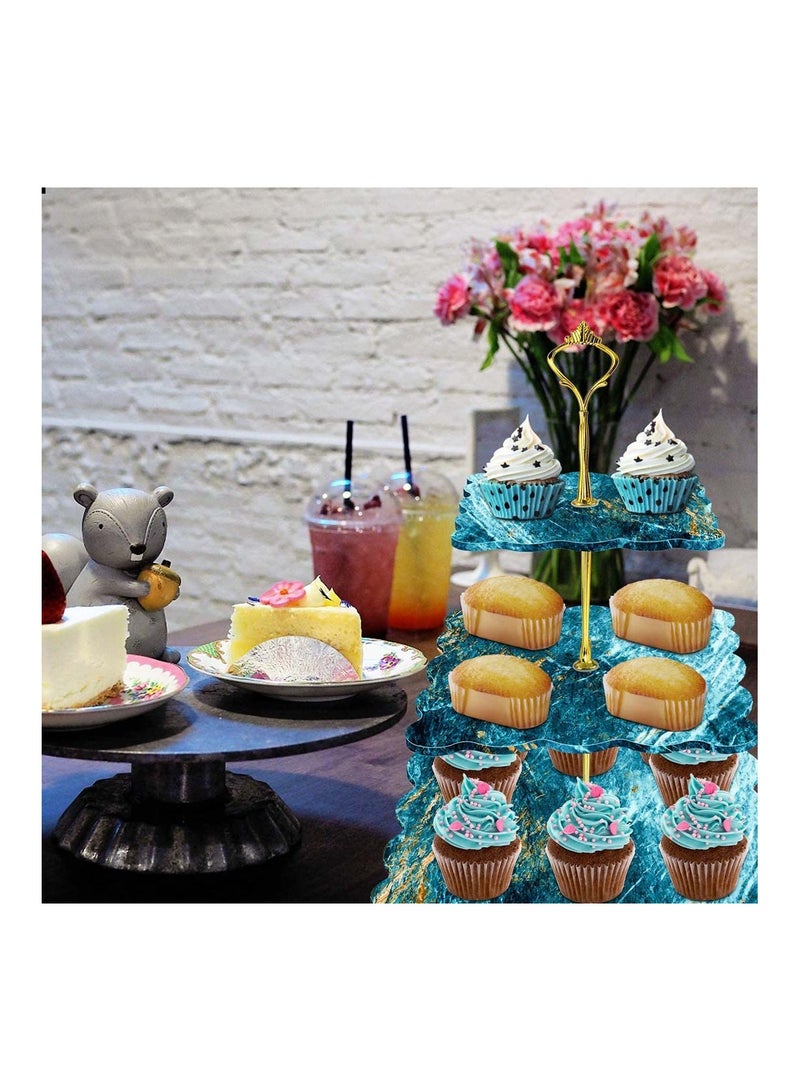 SOLARAE Palksky 3 Tier Cupcake Stands Resin Molds Cake Platter Display Plate Geode Resin Silicone Casting Mold with Hardware Fittings - Image 3