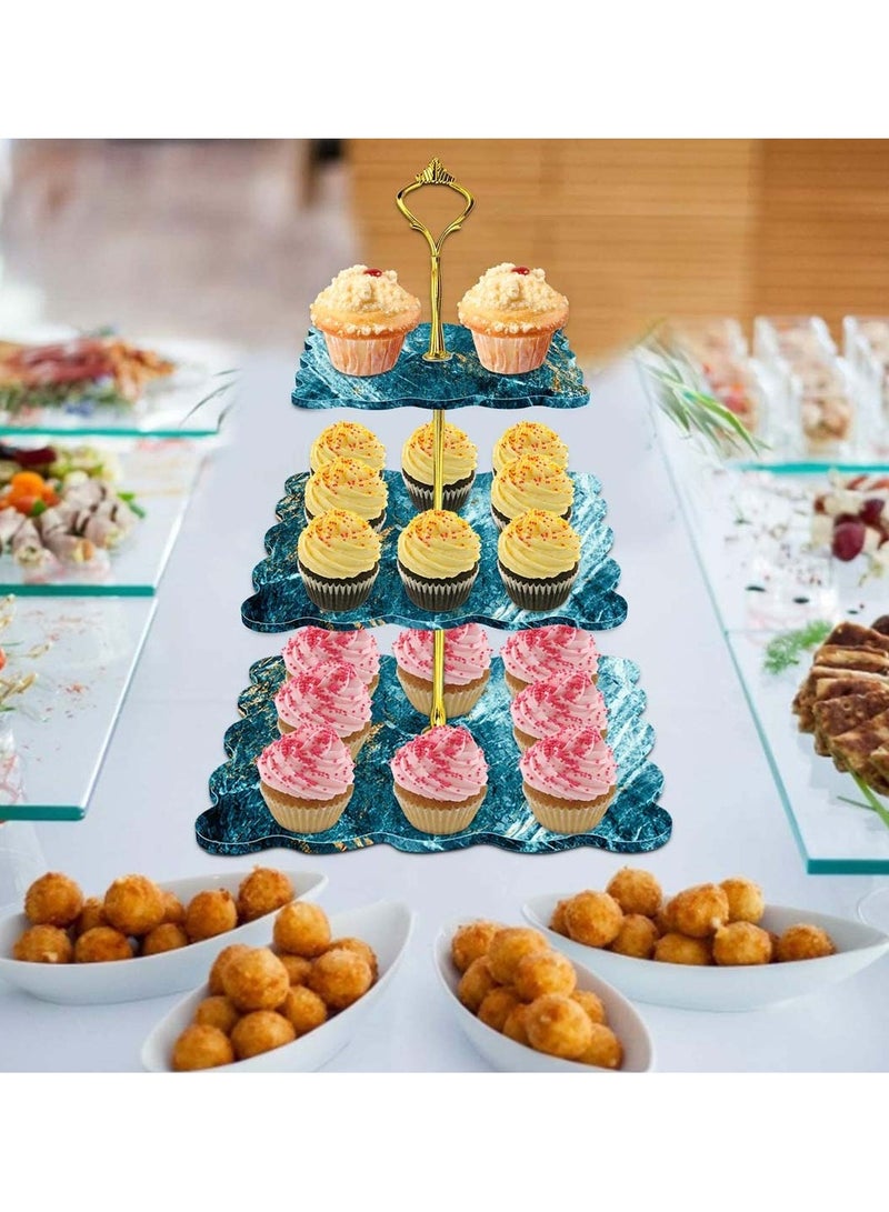 SOLARAE Palksky 3 Tier Cupcake Stands Resin Molds Cake Platter Display Plate Geode Resin Silicone Casting Mold with Hardware Fittings - Image 4