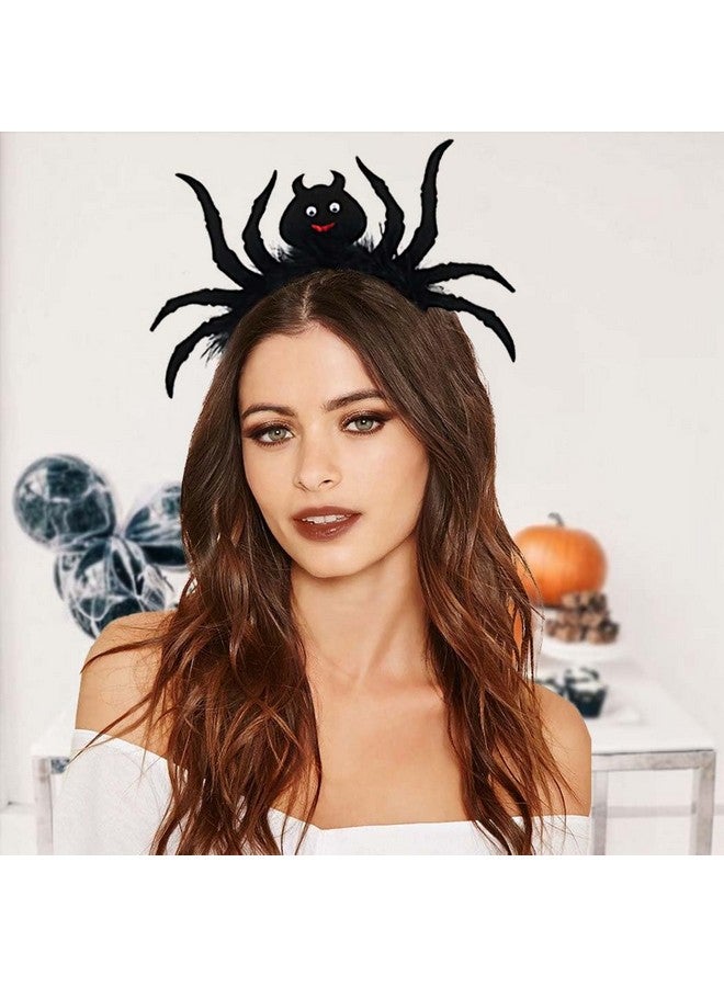 Outyua Halloween Spider Headband Black Spider Headpiece Halloween Feather Hair Accessories For Women - Image 4