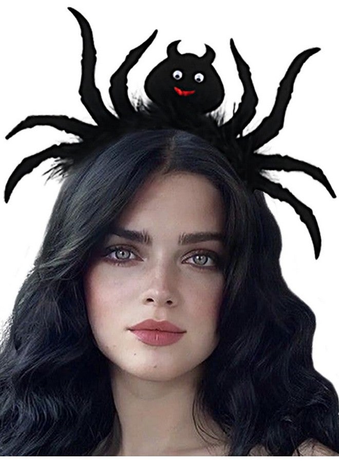 Outyua Halloween Spider Headband Black Spider Headpiece Halloween Feather Hair Accessories For Women - Image 1
