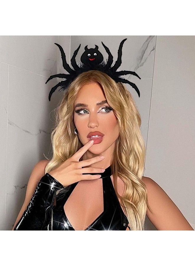 Outyua Halloween Spider Headband Black Spider Headpiece Halloween Feather Hair Accessories For Women - Image 3