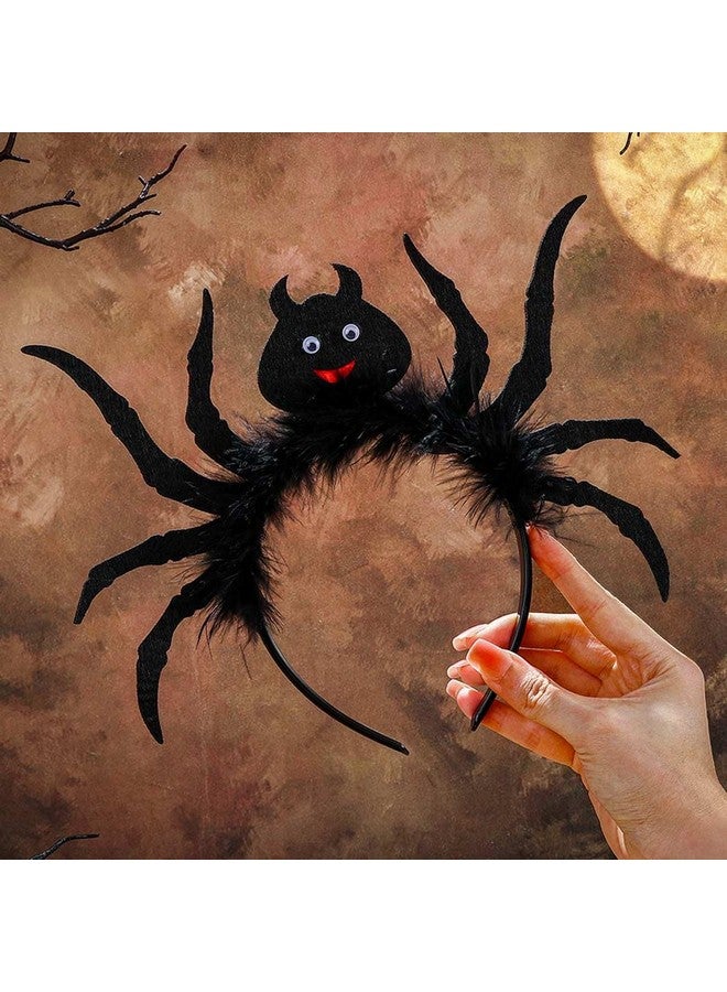 Outyua Halloween Spider Headband Black Spider Headpiece Halloween Feather Hair Accessories For Women - Image 2