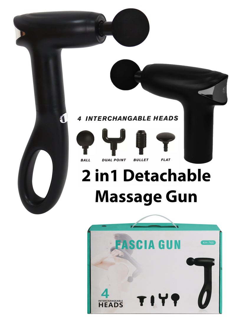 R.VIHAN Fascia Massager Gun Massage and Relaxation Gun with 4 Interchangeable Head Handy Massage Gun Electric Hand Massager Fascia Gun for Neck Back Legs Body Portable Massage Gun for Muscle Pain Relief Massage Gun Percussion Massager Deep Tissue Muscle Vibrating Relaxing with 4 heads  - Image 1
