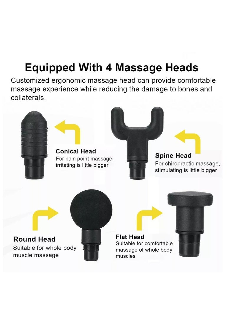 R.VIHAN Fascia Massager Gun Massage and Relaxation Gun with 4 Interchangeable Head Handy Massage Gun Electric Hand Massager Fascia Gun for Neck Back Legs Body Portable Massage Gun for Muscle Pain Relief Massage Gun Percussion Massager Deep Tissue Muscle Vibrating Relaxing with 4 heads  - Image 2