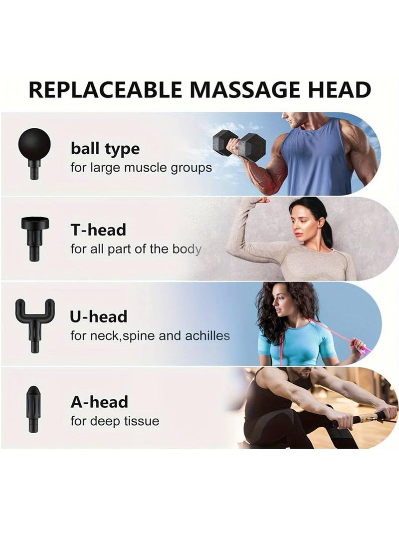 R.VIHAN Fascia Massager Gun Massage and Relaxation Gun with 4 Interchangeable Head Handy Massage Gun Electric Hand Massager Fascia Gun for Neck Back Legs Body Portable Massage Gun for Muscle Pain Relief Massage Gun Percussion Massager Deep Tissue Muscle Vibrating Relaxing with 4 heads  - Image 4