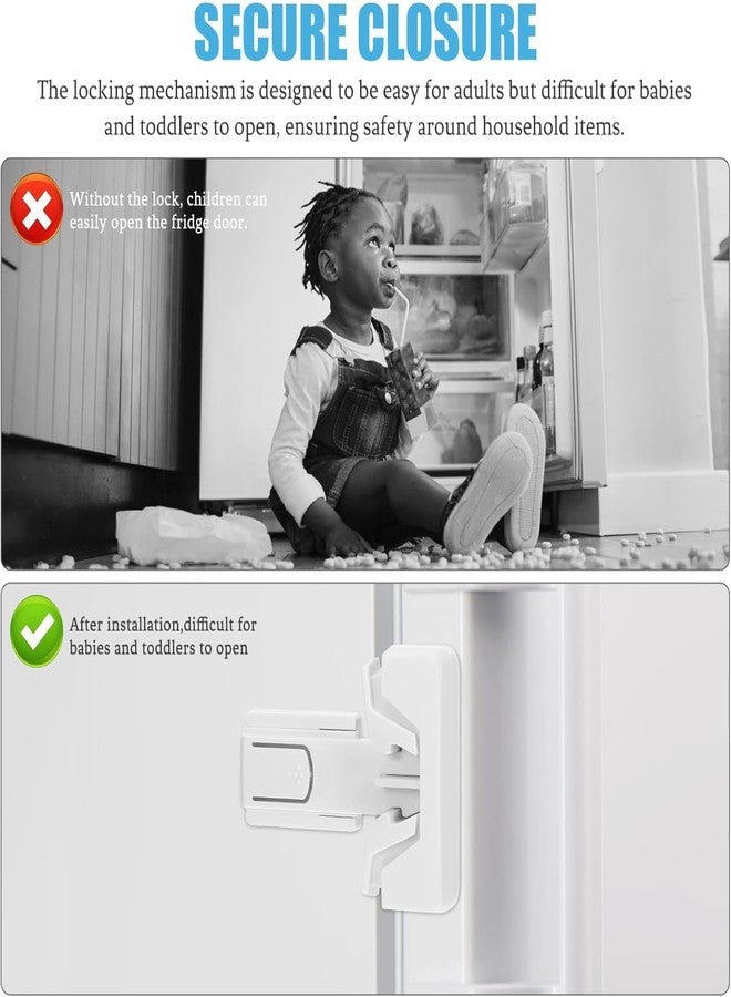 TGOPIT أقفال أمان أثاث الأطفال من TGOPIT - عبوة من قفل ثلاجة أبيض واحد، أقفال أمان للأطفال للأدراج والخزائن والثلاجة وخزانة الملابس، منتج لحماية الأطفال، أقفال أمان قوية ولاصقة. - Image 4