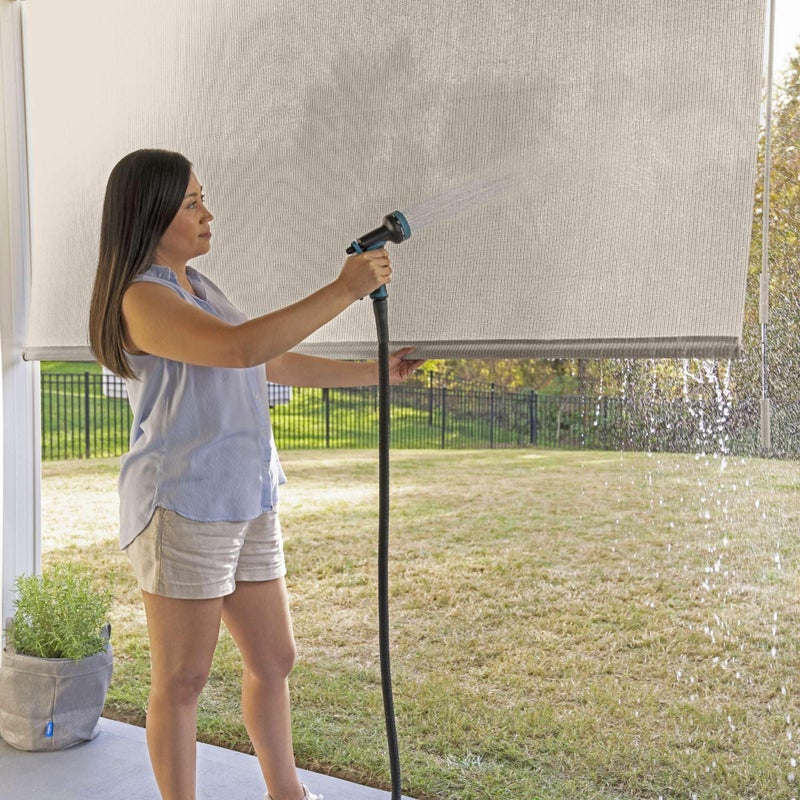 Coolaroo Outdoor Roller Shade with Wand - 95% UV Block Breathable Light Filtering Shade for Patio or Porch, Fade-Resistant, Easy-Clean Fabric, 8ft x 8ft, Pebble - Image 4