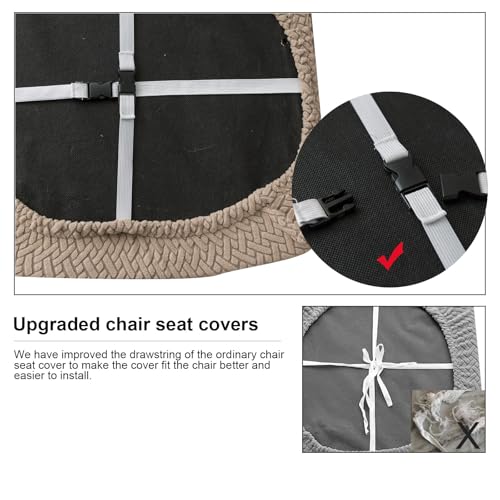 Genina Seat Covers for Dining Room Chair Seat Slipcovers Kitchen Chair Covers (Taupe, 4 Pcs) - Image 5