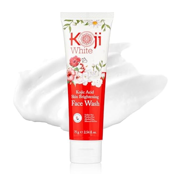 Koji White Kojic Acid Skin Brightening Face Wash for Exfoliating Face, Hydrating Face Moisturizer, Vegan Face Wash, Even Skin Tone with Vitamin C, Flower Extracts, Vitamin E, 2.54 Fl Oz - Image 1