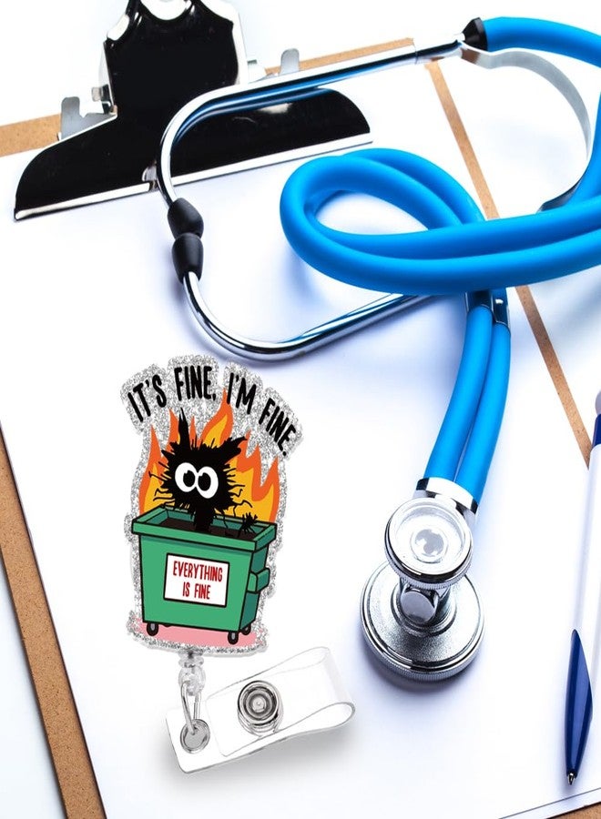 963RW Funny Badge Reel Retractable ID with Clip, Dumpster Fire Badge Holder for Man Woman Colleagues Doctor Nurse RN Medical Worker Teacher Accessories - Image 3