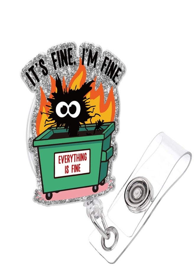 963RW Funny Badge Reel Retractable ID with Clip, Dumpster Fire Badge Holder for Man Woman Colleagues Doctor Nurse RN Medical Worker Teacher Accessories - Image 1