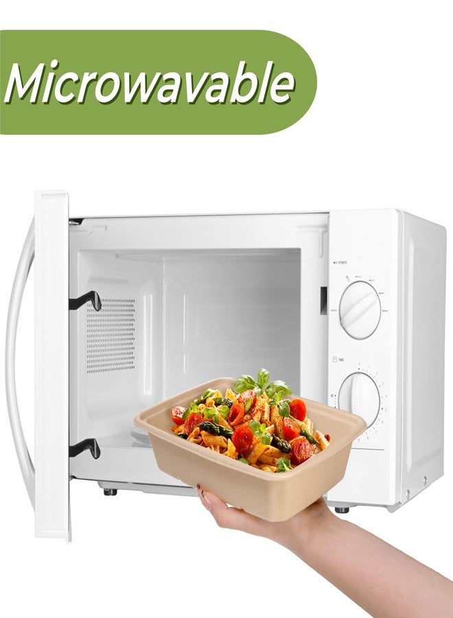 Eorbow 100 Pack 32 oz Rectangle Paper Bowls, 9" Disposable Large Salad Bowl, Microwavable Bagasse Lunch Plate for School, Heavy Duty Food Catering Container for Burrito Baked Potato Taco Nacho Party - Image 4