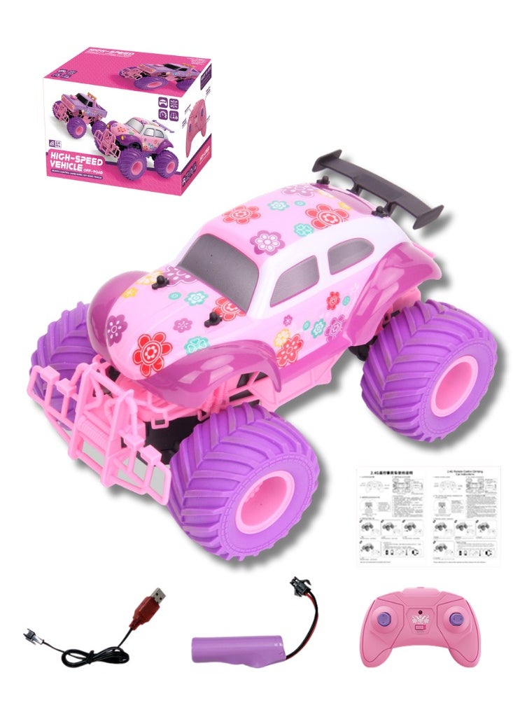 All-terrain pink wireless remote control big foot climbing Bettle car  - Image 1