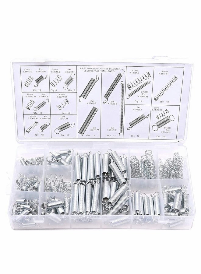 200 Pieces Zinc Plated Spring Assortment Kit, Compression Spring Tension Spring Transparent PP Plastic Box 20 Kinds of Size Extension and Compression Spring Repair Tool Replacement Kit  - Image 1