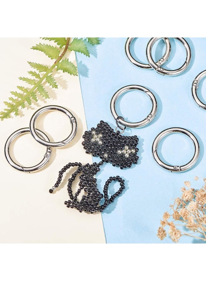 12pcs Round Spring Snap Hooks Clip DIY Accessories for Handbag Purse Shoulder Strap Key Chains Buckle Alloy Circle Round Metal Spring Key Ring, 33.8~35mm  - Image 4