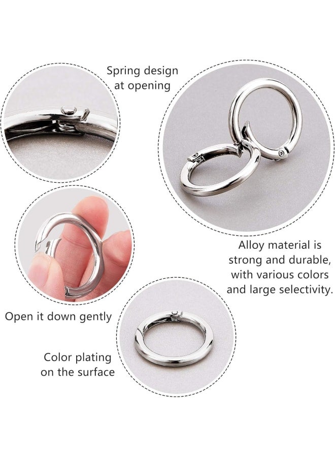 12pcs Round Spring Snap Hooks Clip DIY Accessories for Handbag Purse Shoulder Strap Key Chains Buckle Alloy Circle Round Metal Spring Key Ring, 33.8~35mm  - Image 3