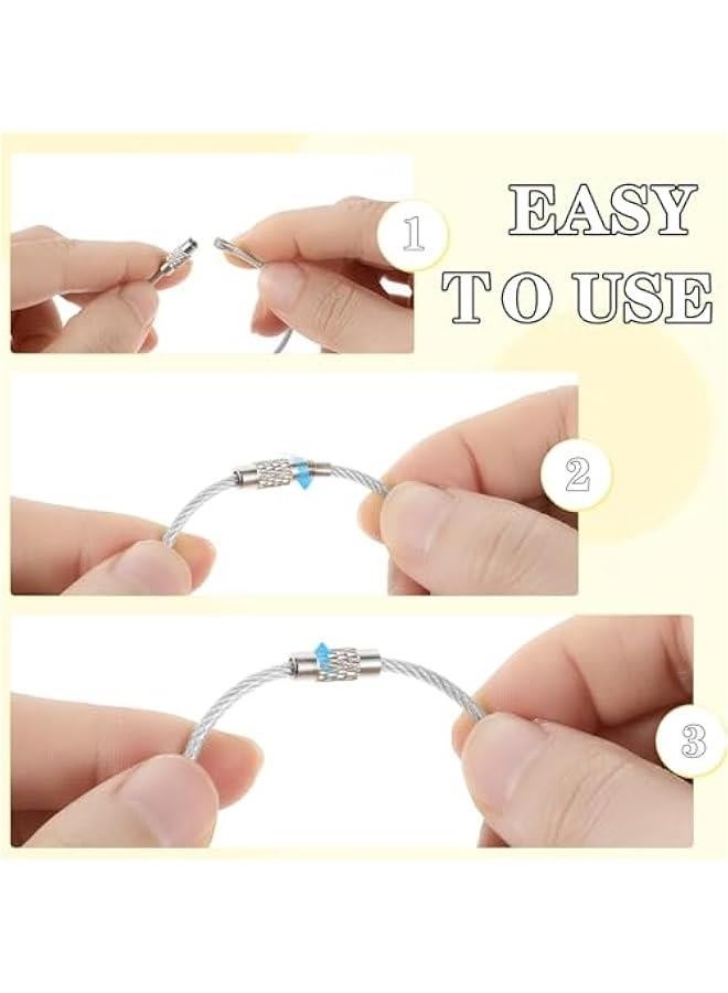 Generic 25 Pcs Heavy Duty Key Ring, 6inch Wire Keychain Cable Metal Key Chain Rings Extendable Hiking Tag Loops ID Tags Holder  - Image 5