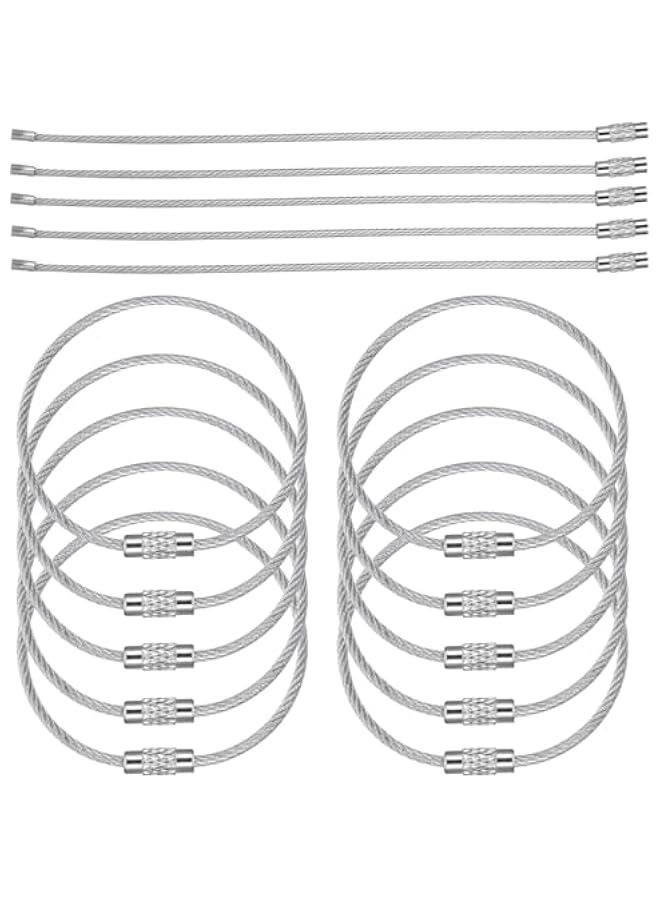 Generic 25 Pcs Heavy Duty Key Ring, 6inch Wire Keychain Cable Metal Key Chain Rings Extendable Hiking Tag Loops ID Tags Holder  - Image 1