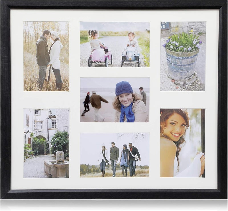 ARPAN 6"x4" Multi Aperture MDF Photo Picture Frame - Holds 7 Photos 6"x4" - Image 1
