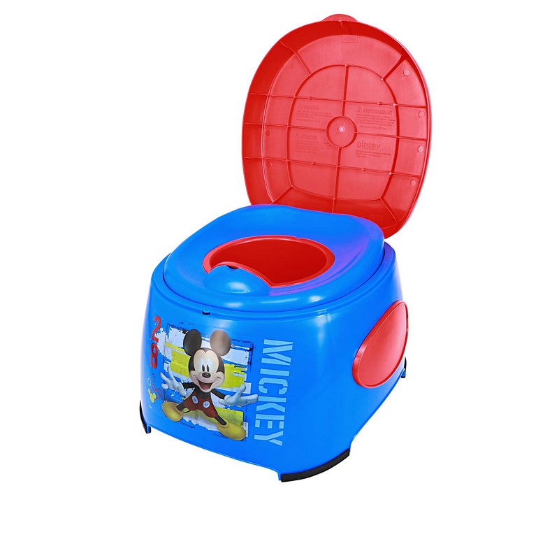 ginsey Disneys Mickey Mouse Fun Starts Here 3in1 Potty Training System for Toilet Training Kids MultiStage Potty Training Floor Potty Detachable Potty Ring Step StoolToilet Seat for KidsToddlers 