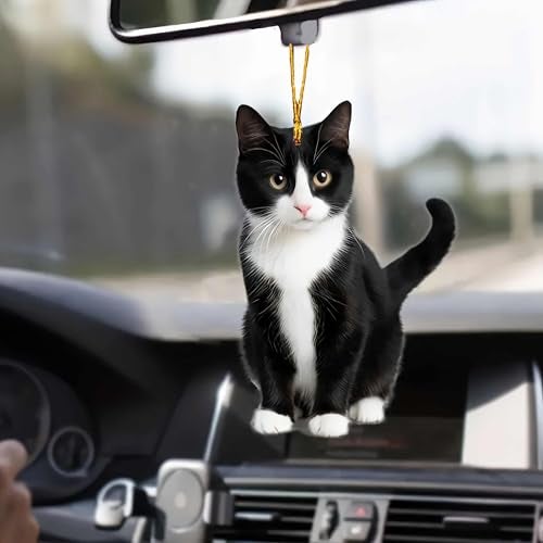 sunaeset cute tuxedo cat keychain, kawaii bag charm car key chain accessories for backpack, animal kitty keychain purse charms, cat lover gifts for women (2 Pcs) - Image 4
